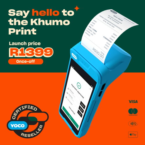 Devices Yoco Khumo Print card machine was sold for R1,399.00 on 17